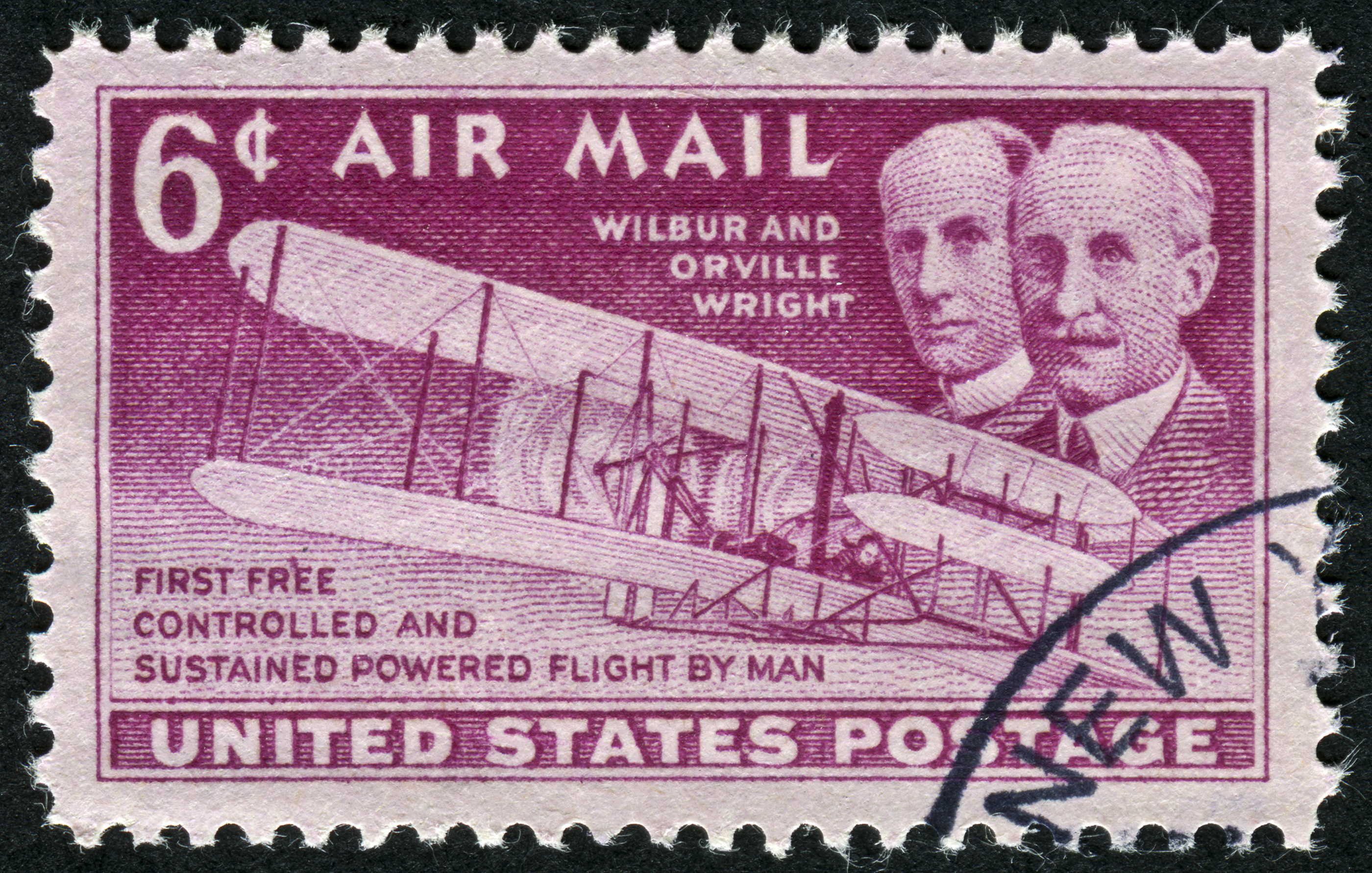 US air mail stamp featuring Wright Brothers