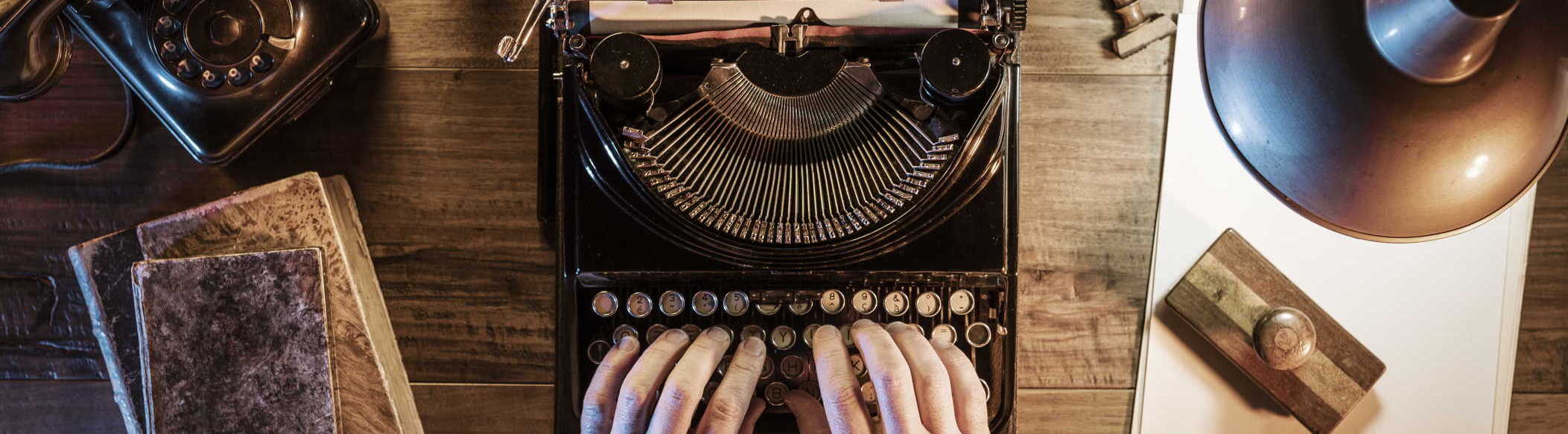 desktop with typewriter
